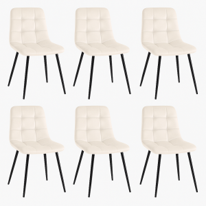 Set da 6 sedie da interno in velluto crema