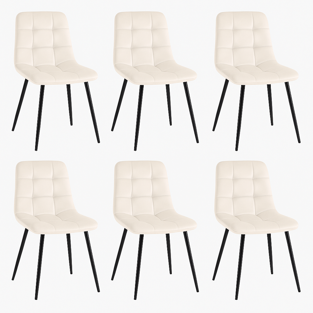  set da 6 sedie da interno in velluto panna - foto 1