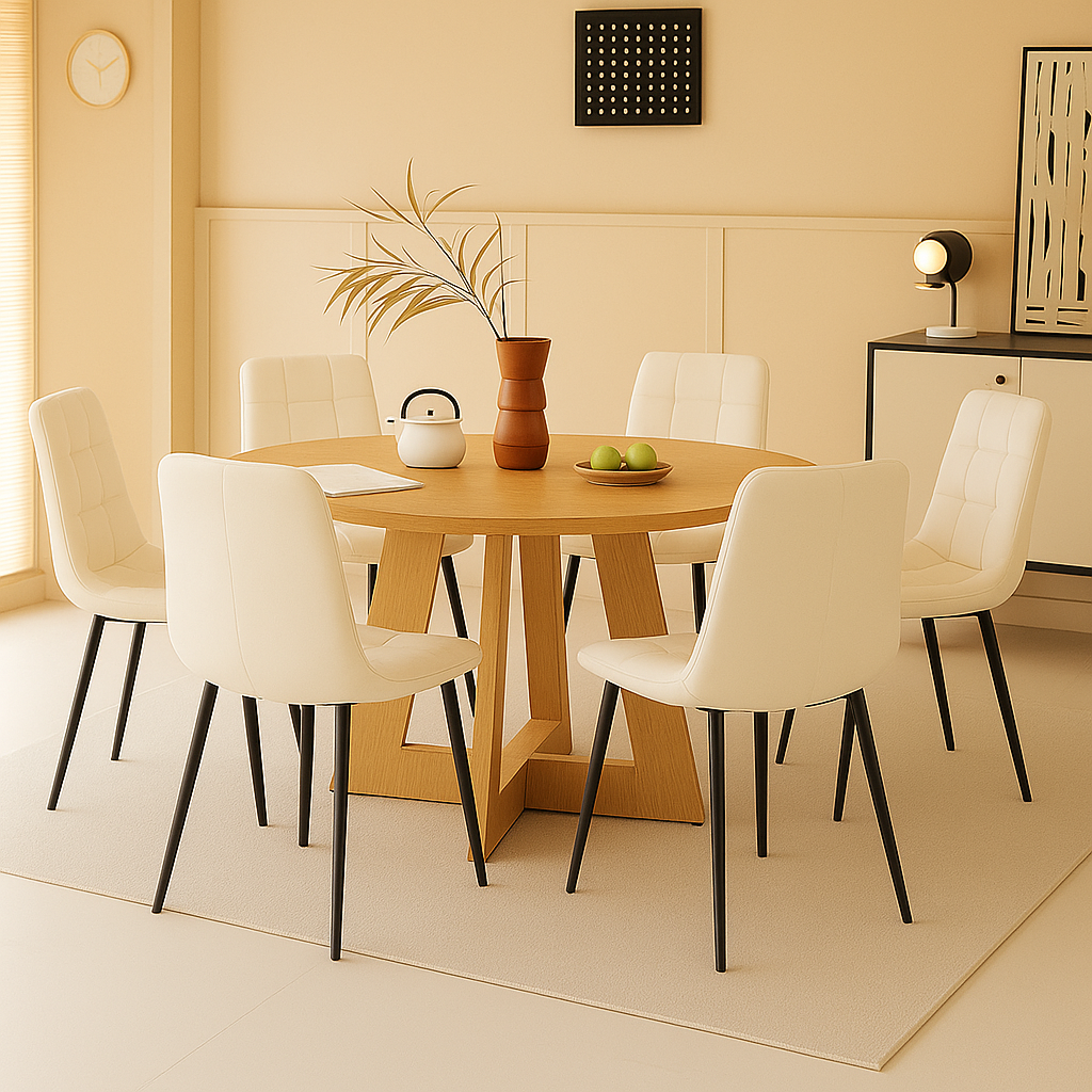  set da 6 sedie da interno in velluto panna - foto 3