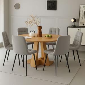 Set da 6 sedie da interno in velluto grigio chiaro