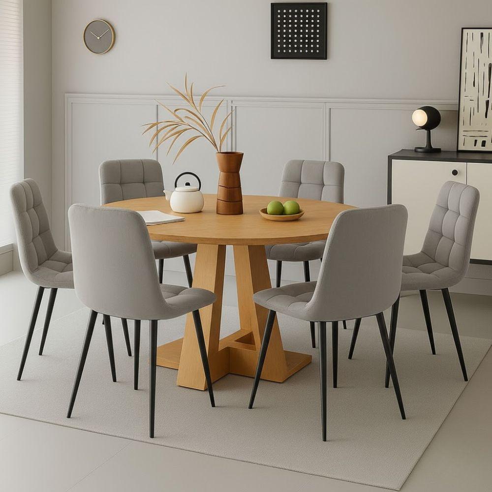  set da 6 sedie da interno in velluto grigio chiaro - foto 2