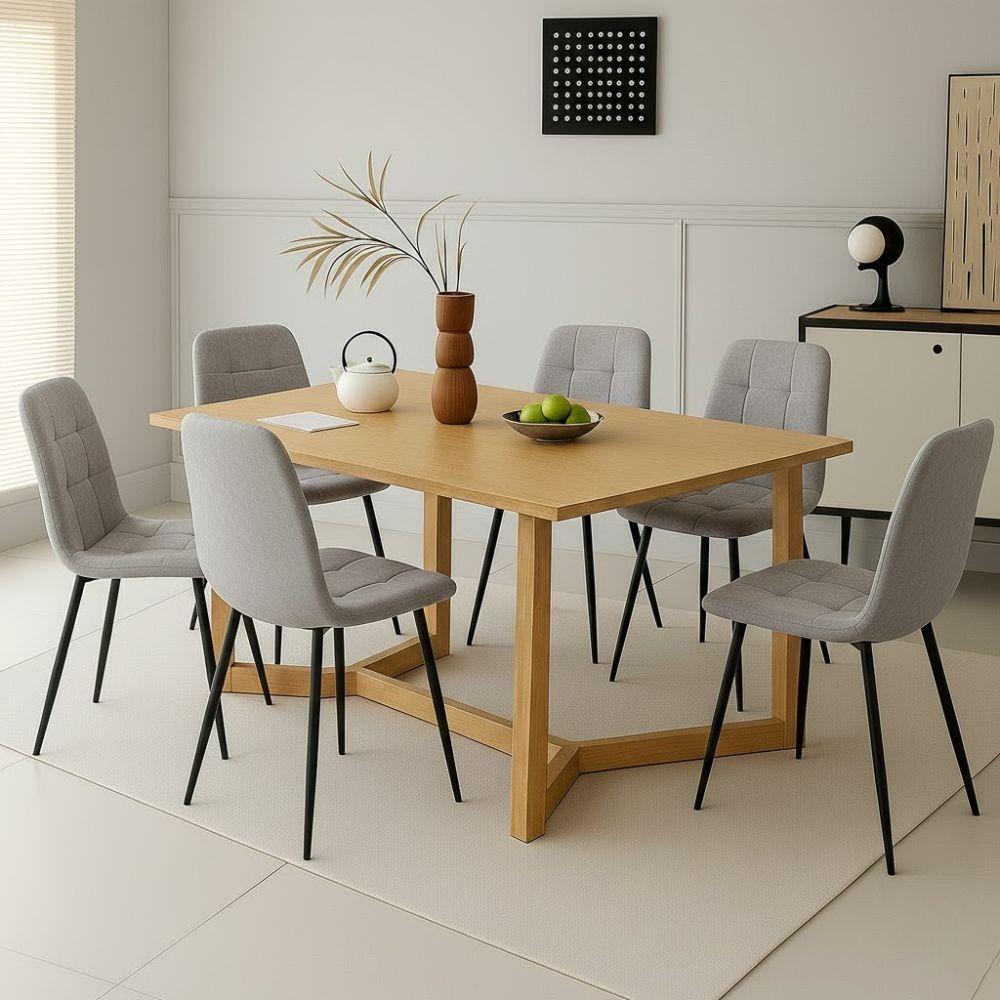  set da 6 sedie da interno in velluto grigio chiaro - foto 3