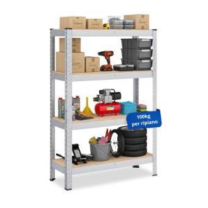 Scaffale a 4 ripiani 75x30x150cm portata 400kg