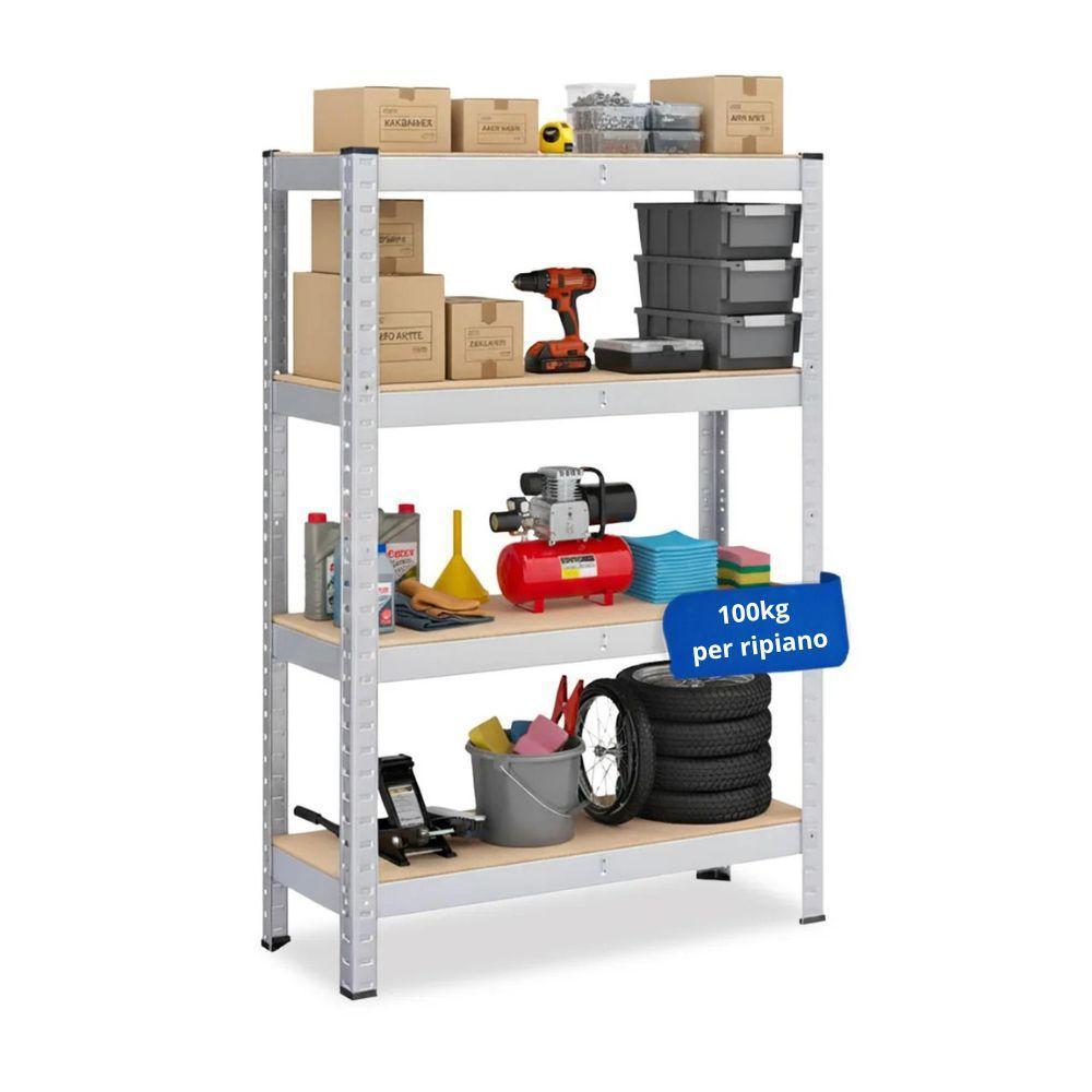  scaffale a 4 ripiani 75x30x150cm portata 400kg - foto 1