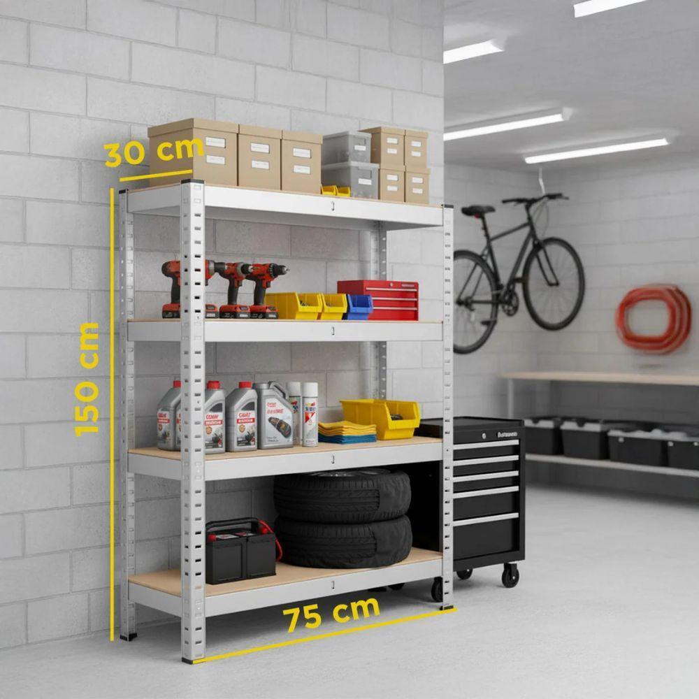  scaffale a 4 ripiani 75x30x150cm portata 400kg - foto 3