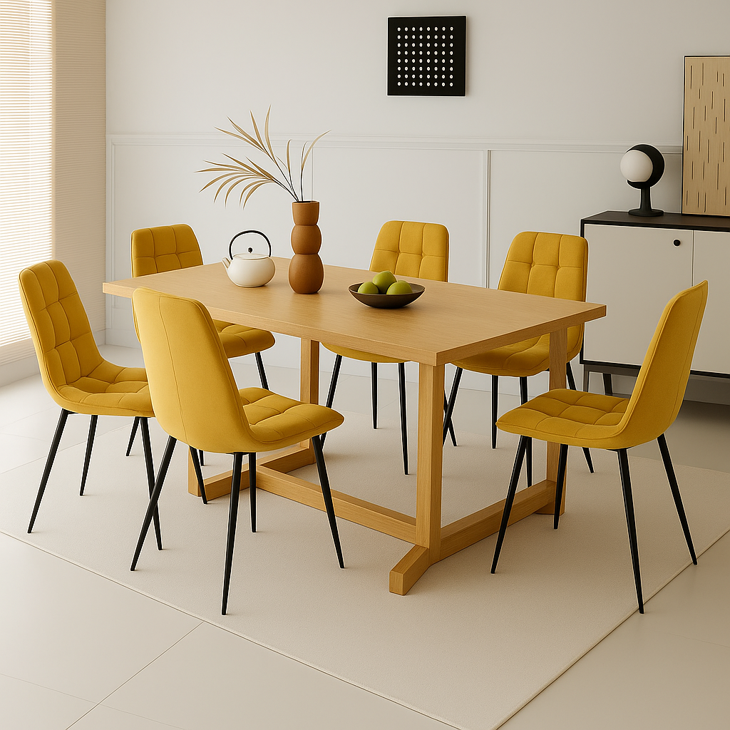  set da 6 sedie da interno in velluto senape - foto 3