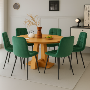 Set da 6 sedie da interno in velluto verde