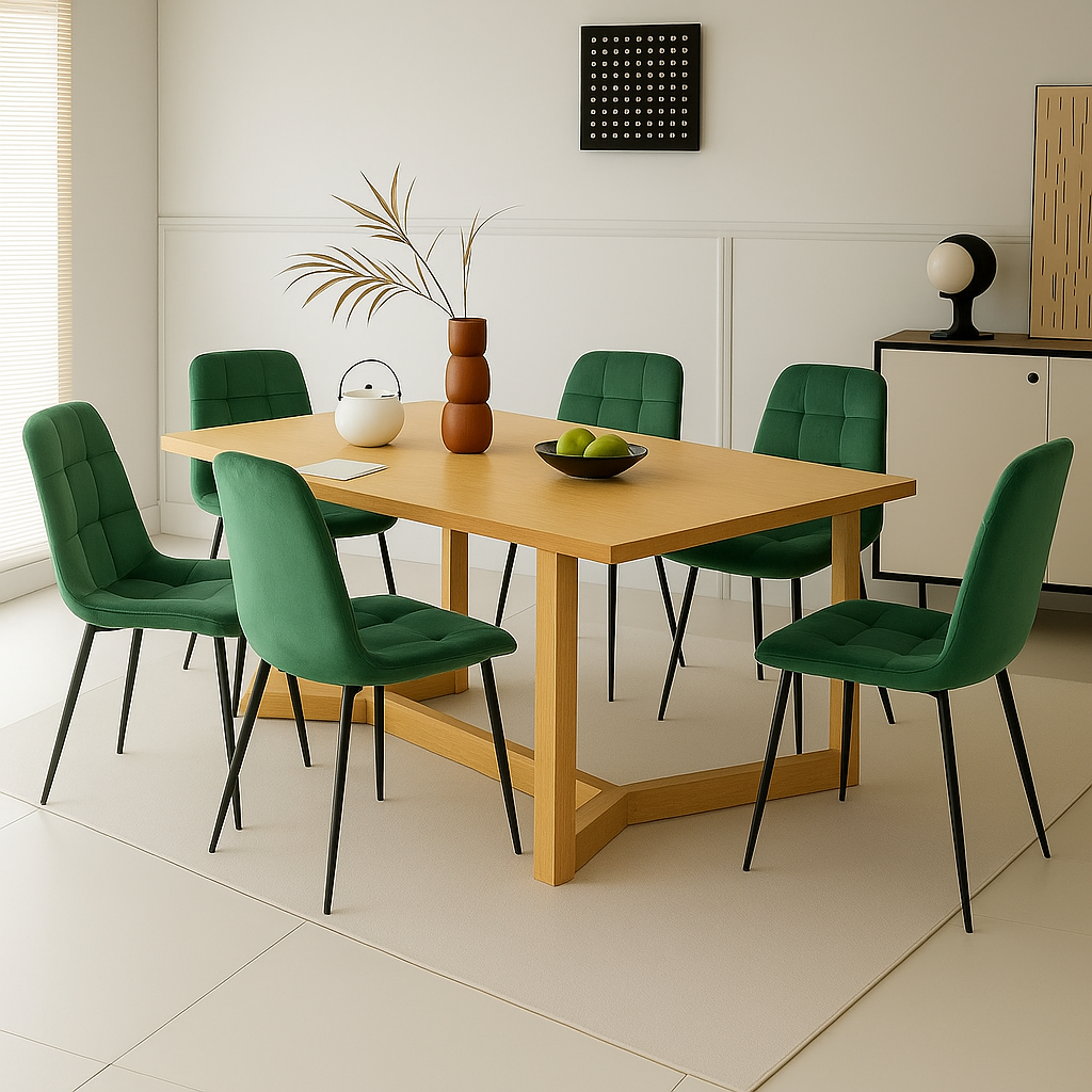  set da 6 sedie da interno in velluto verde - foto 3