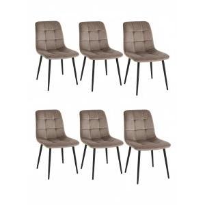 Set da 6 sedie da interno in velluto tortora