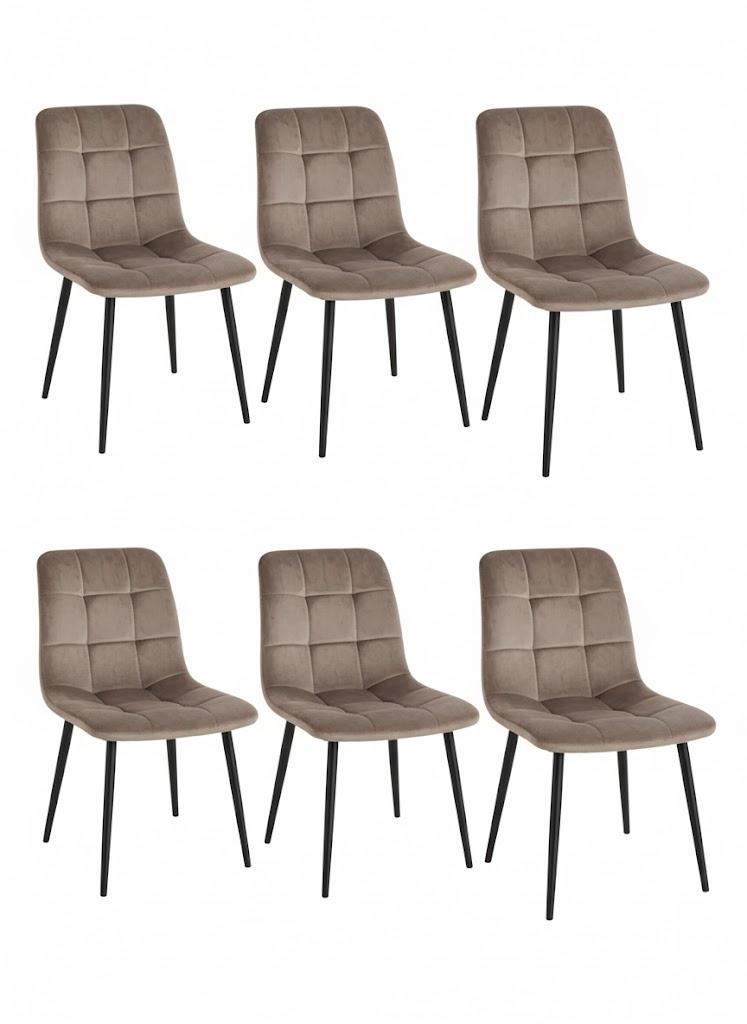  set da 6 sedie da interno in velluto tortora - foto 1