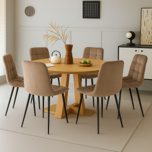 Set da 6 sedie da interno in velluto tortora