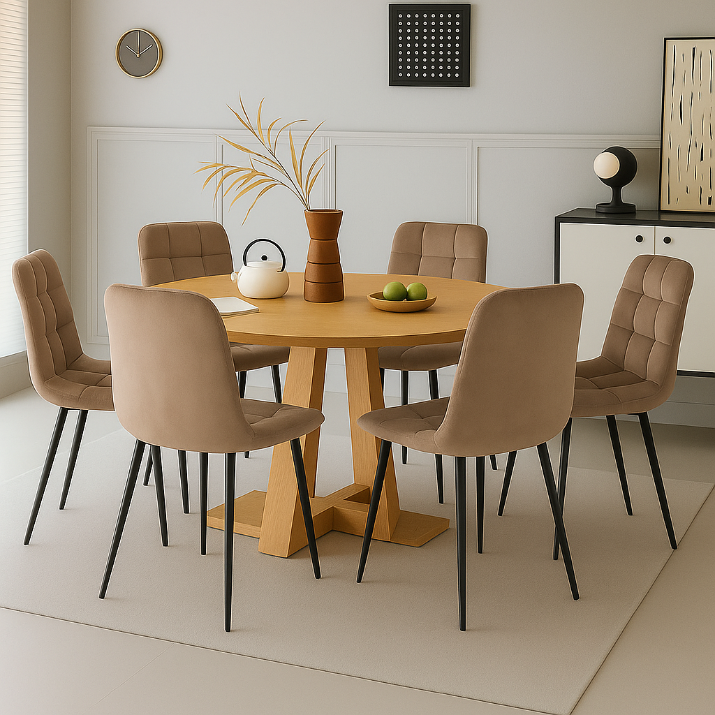  set da 6 sedie da interno in velluto tortora - foto 2