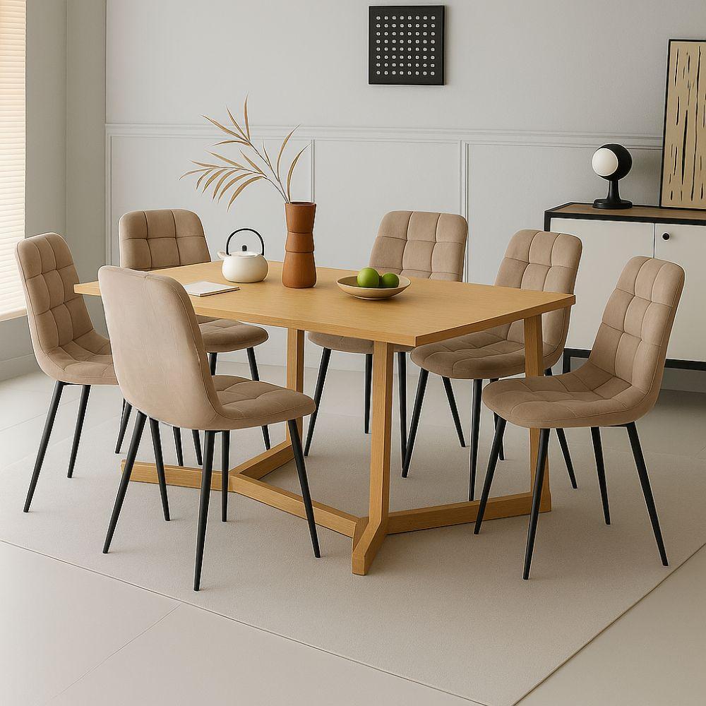  set da 6 sedie da interno in velluto tortora - foto 3