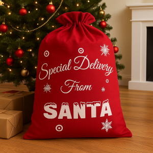 Sacco natale in stoffa 60x90cm , per pacchi regalo