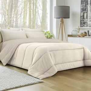 Trapunta invernale letto matrimoniale in tinta unita double face nocciola