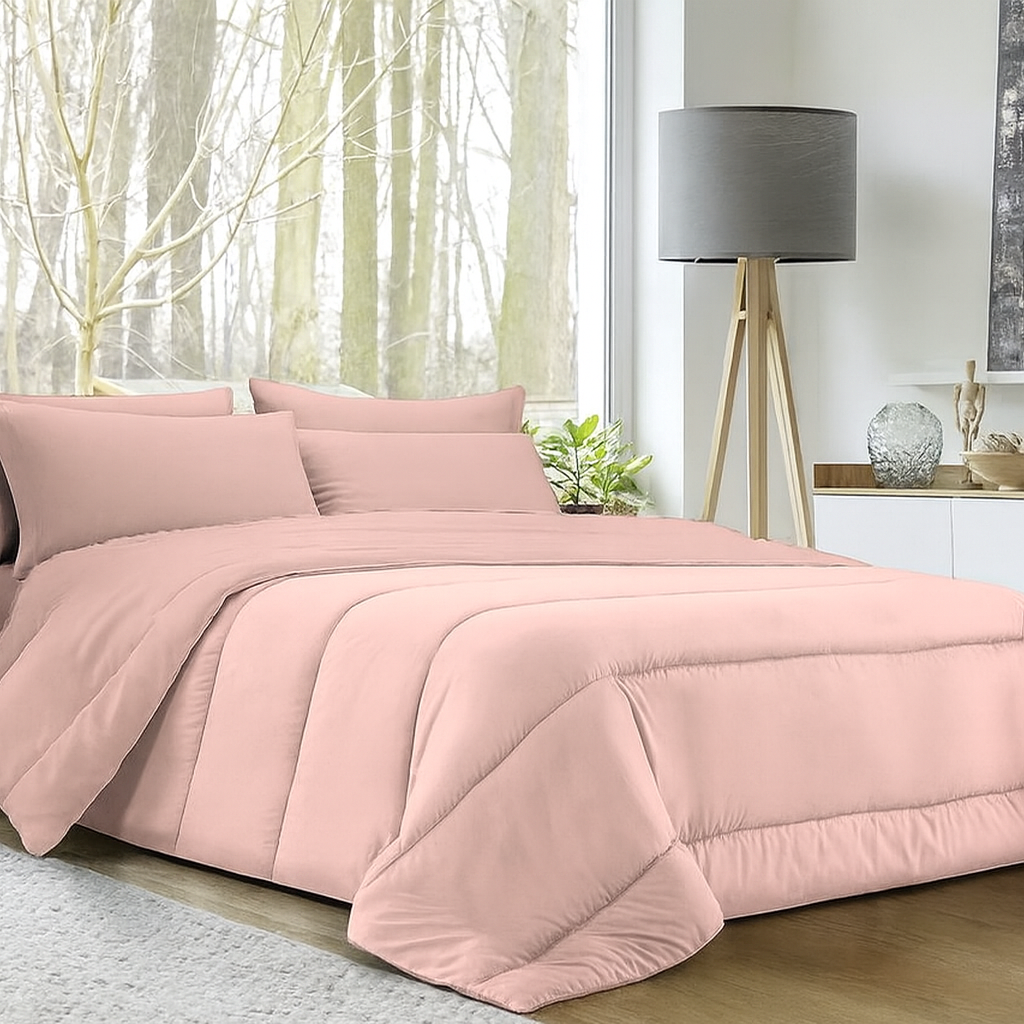  trapunta invernale letto matrimoniale in tinta unita double face rosa - foto 1