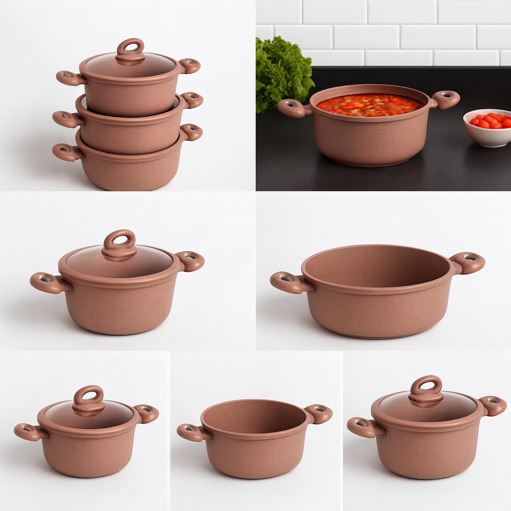  tris di pentole con coperchi in vetro (20x8.5) - (24x10.7) - (28x12.0) cm - foto 3