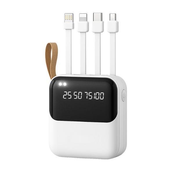  power bank 6800mah con cavi di ricarica integrati, display e torcia led - foto 2