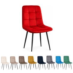 Set 6 sedie da pranzo in velluto imbottite design moderno con gambe in metallo nero