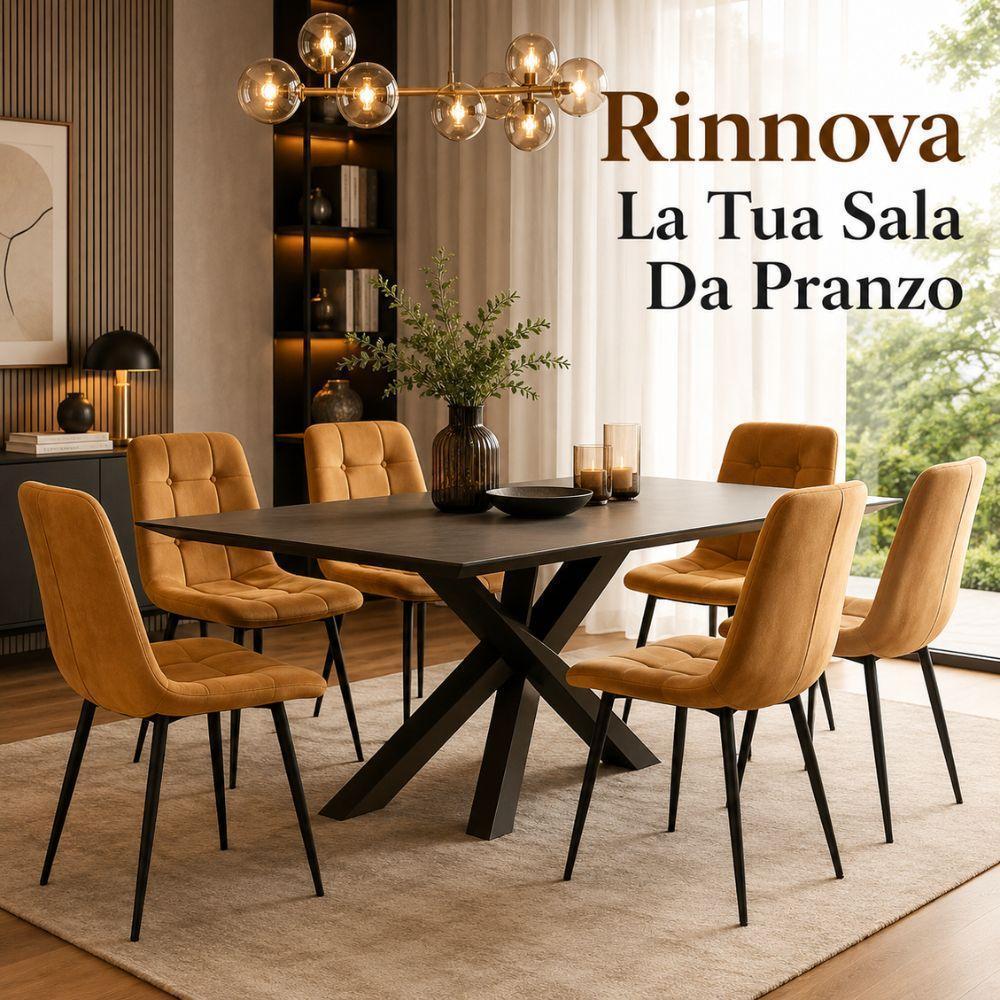 set 6 sedie da pranzo in velluto imbottite design moderno con gambe nere in metallo - foto 2 set 6 sedie da pranzo in velluto imbottite design moderno con gambe nere in metallo - foto 2
