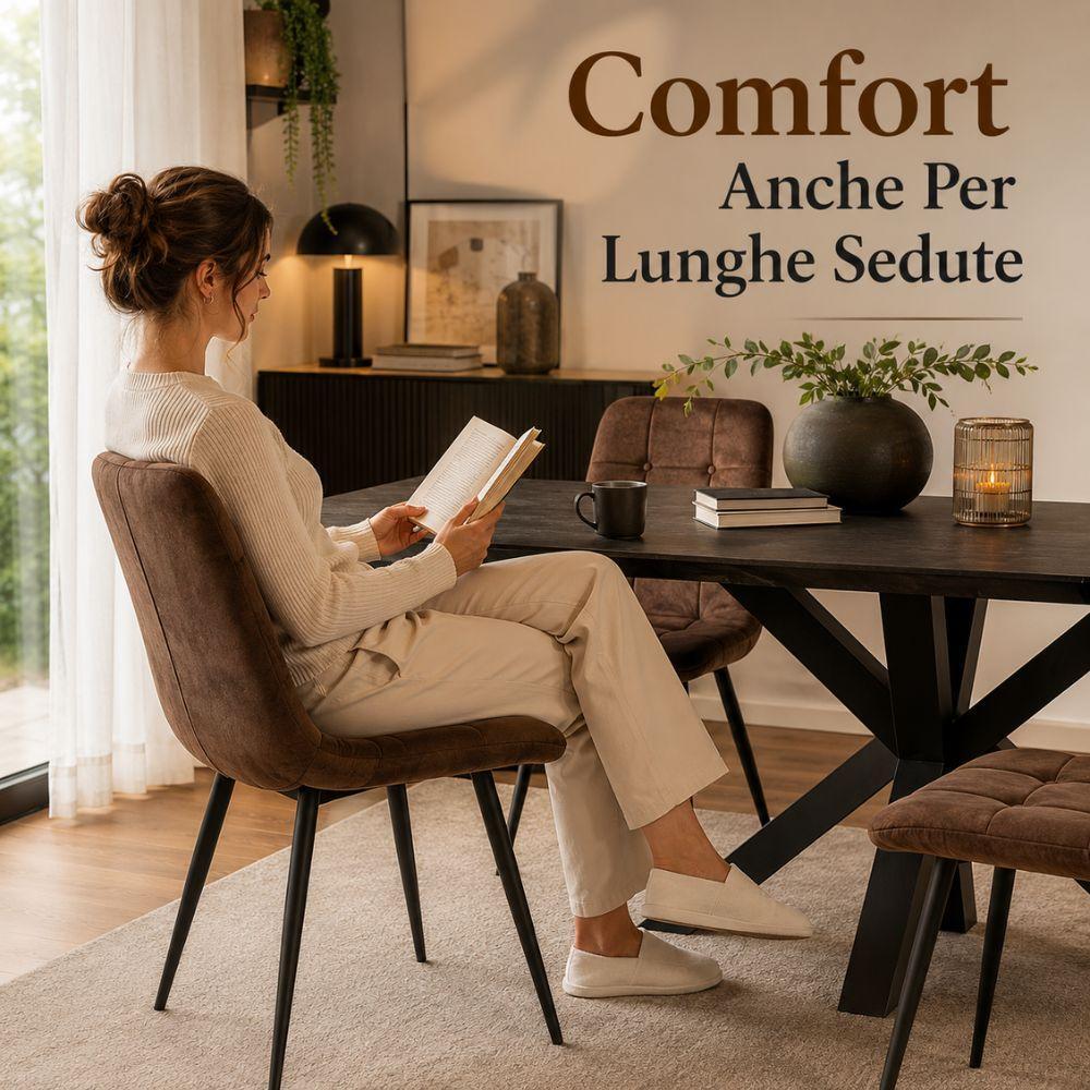 set 6 sedie da pranzo in velluto imbottite design moderno con gambe nere in metallo - foto 3 set 6 sedie da pranzo in velluto imbottite design moderno con gambe nere in metallo - foto 3