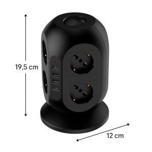 Multipresa a torre con 8 prese universali, 3 prese usb, 1 presa type-c