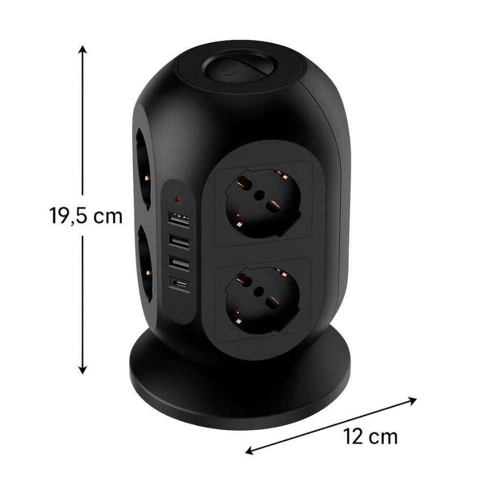  multipresa a torre con 8 prese universali, 3 prese usb, 1 presa type-c - foto 2