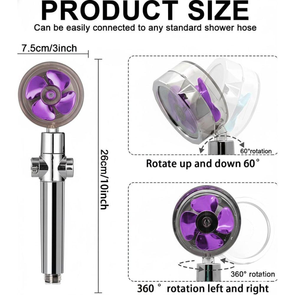  soffione doccia alta pressione, ventola turbo fan 360° con interruttore stop e filtro - foto 3