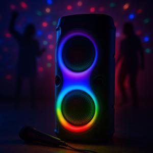 Cassa speaker bluetooth con effetti led multicolor e microfono incluso