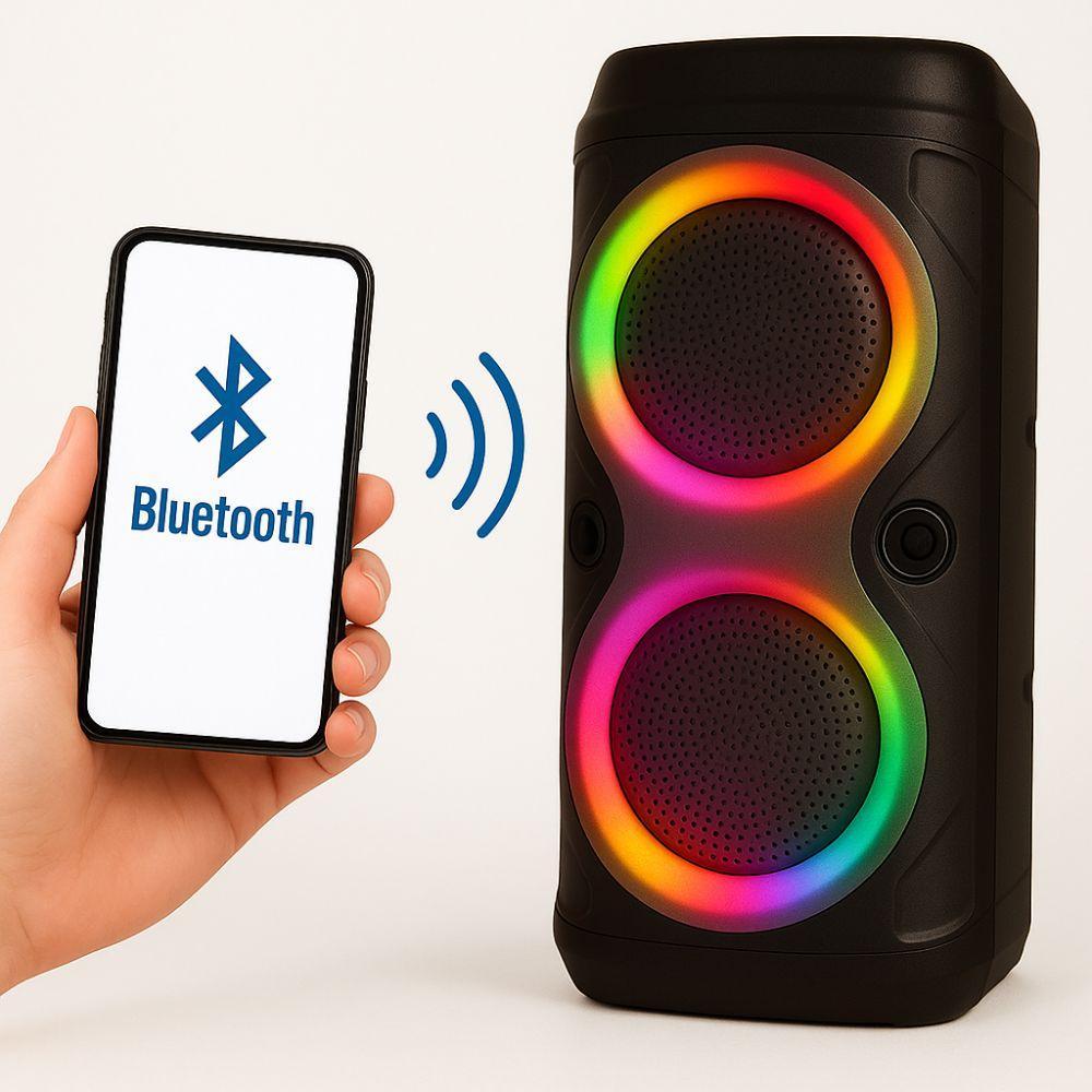  cassa speaker bluetooth con effetti led multicolor e microfono incluso - foto 5