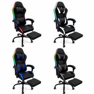 Sedia gaming rgb led ergonomica con poggiapiedi estraibile e schienale reclinabile