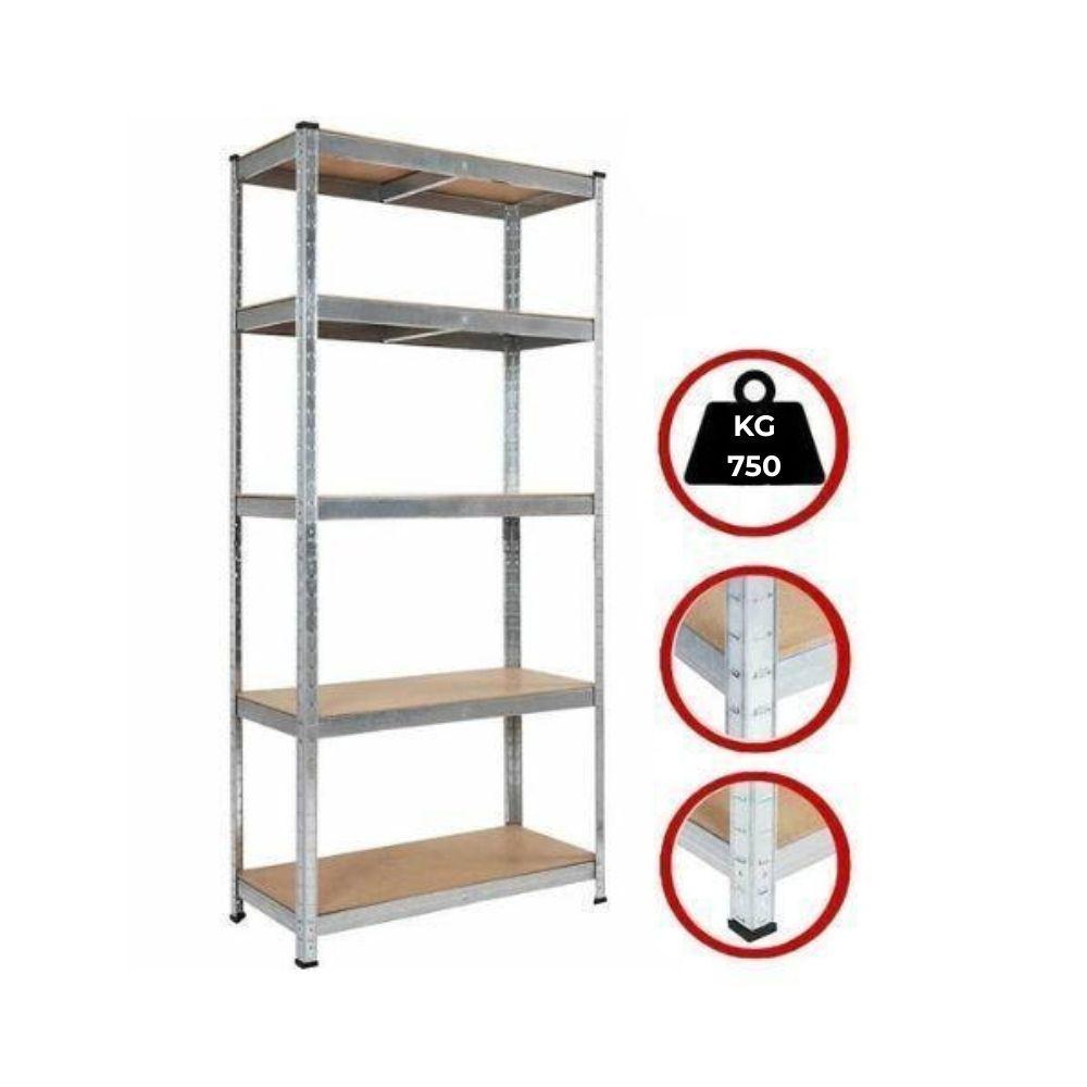  scaffale a 5 ripiani 172x75x30cm portata 750kg - foto 4