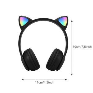 Cuffie bluetooth cat ear headset gaming con effetti led e suono stereo