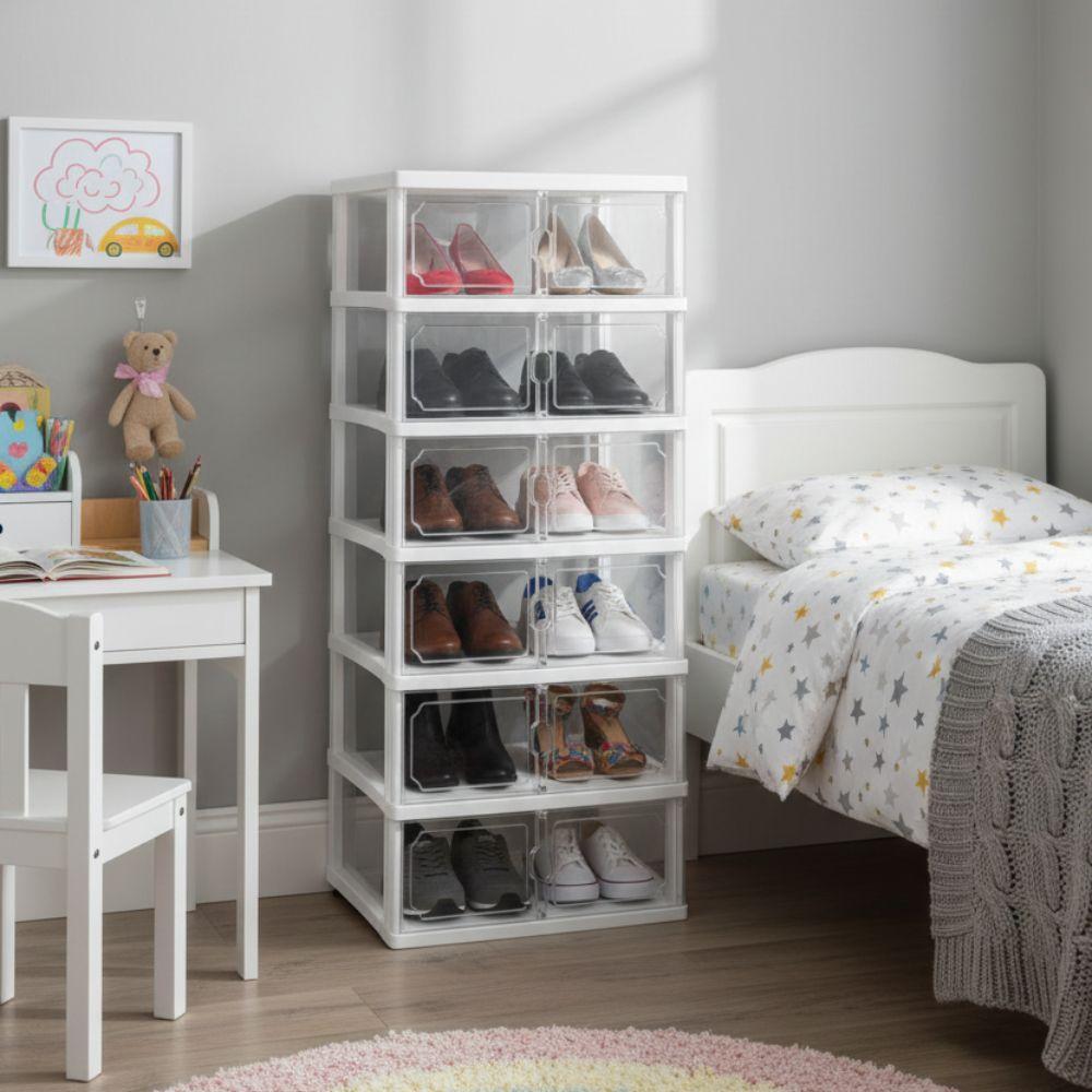  scarpiera a 6 ripiani richiudibile salvaspazio 105x25.5x45.5cm - foto 3