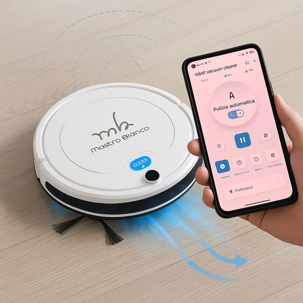  robot aspirapolvere e lavapavimenti con serbatoio 350 ml, potenza 800 pa, batteria 2000 mah, pulizia automatica, sensori anti-collisione, controllo app - foto 5