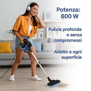 Scopa elettrica aspirapolvere con filo 600w