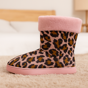 Ciabatta a stivaletto leopardata rosa modello moderna