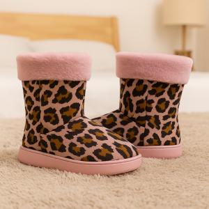 Ciabatta a stivaletto leopardata rosa modello moderna