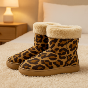 Ciabatta a stivaletto leopardata marrone modello moderna