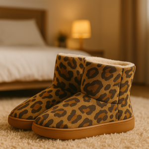 Ciabatta a stivaletto leopardata marrone modello ludovica