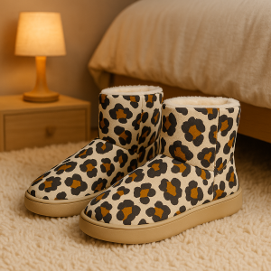 Ciabatta a stivaletto leopardata beige modello ludovica