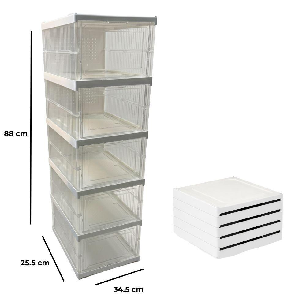  scarpiera a 5 ripiani richiudibile salvaspazio 88x25.5x34.5cm - foto 2