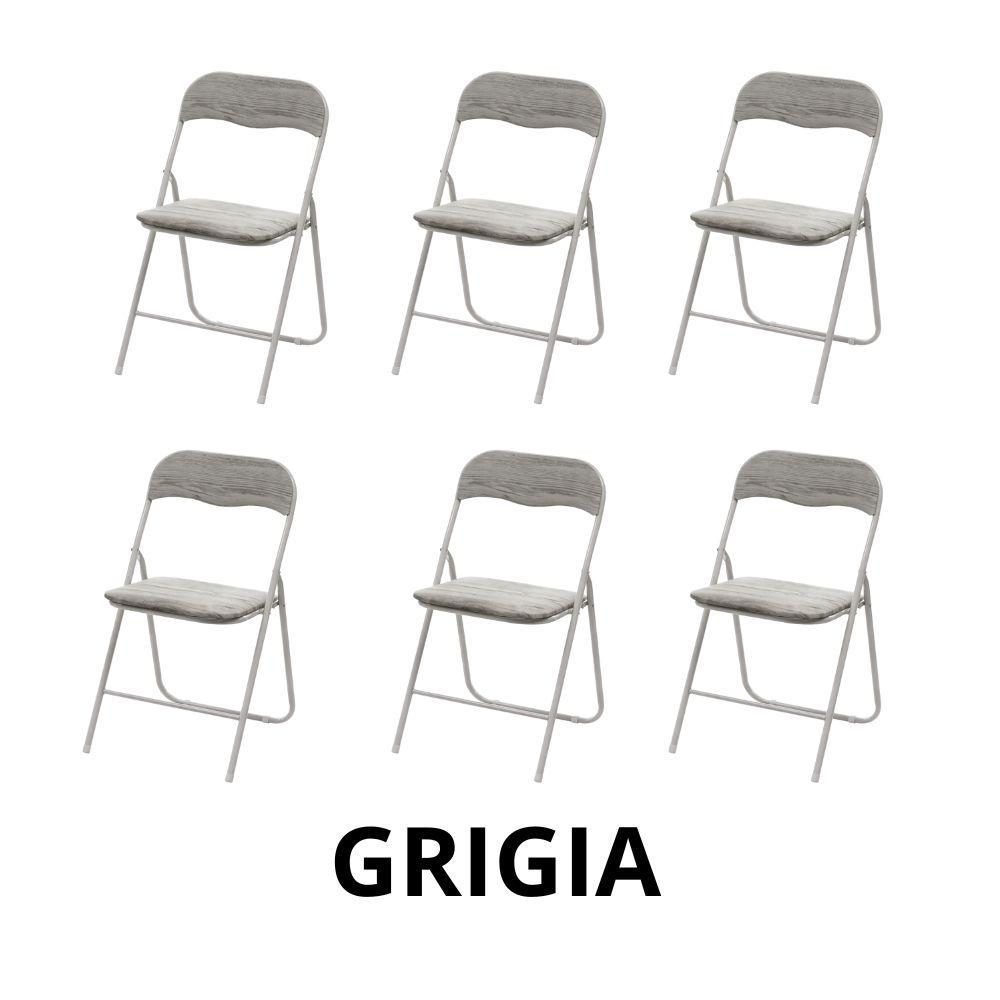  set da 6 sedie pieghevoli effetto legno - foto 3