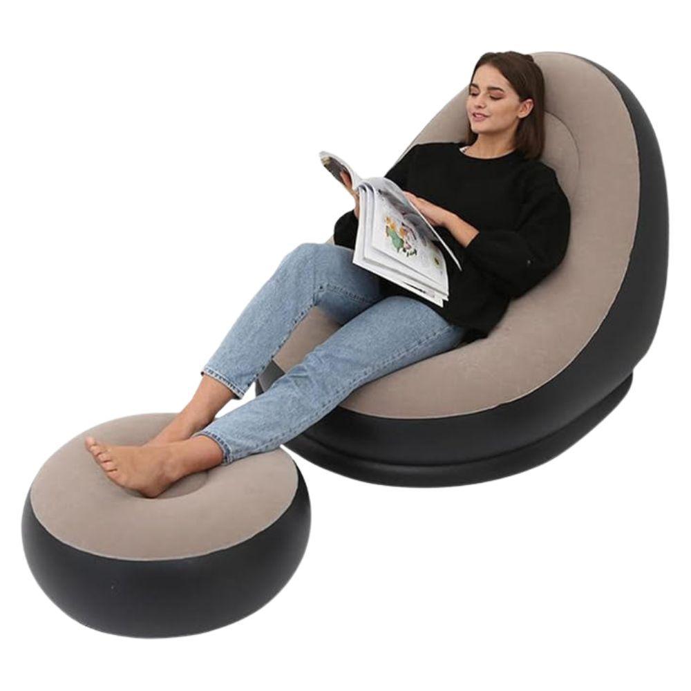  poltrona gonfiabile con poggia piedi ergonomicamente progettata per campeggio e relax capacità 200 kg facile da gonfiare e sgonfiare ideale come regalo - foto 1