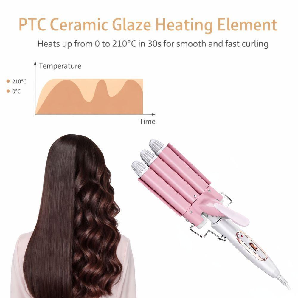 piastra onde per capelli a tre barre in ceramica effetto onde naturali - foto 3 piastra onde per capelli a tre barre in ceramica effetto onde naturali - foto 3