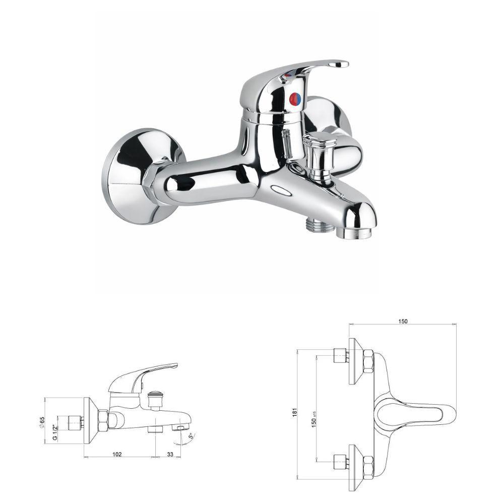  miscelatore rubinetto da bagno monocomando cromato - foto 4