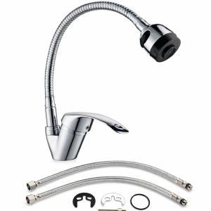 Rubinetto miscelatore casa cucina orientabile cromato