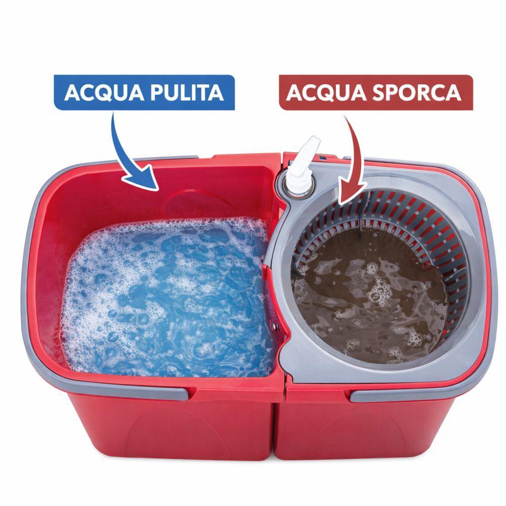  mop split rotante a 360° con doppia vasca separata – pulizia veloce e profonda - foto 5