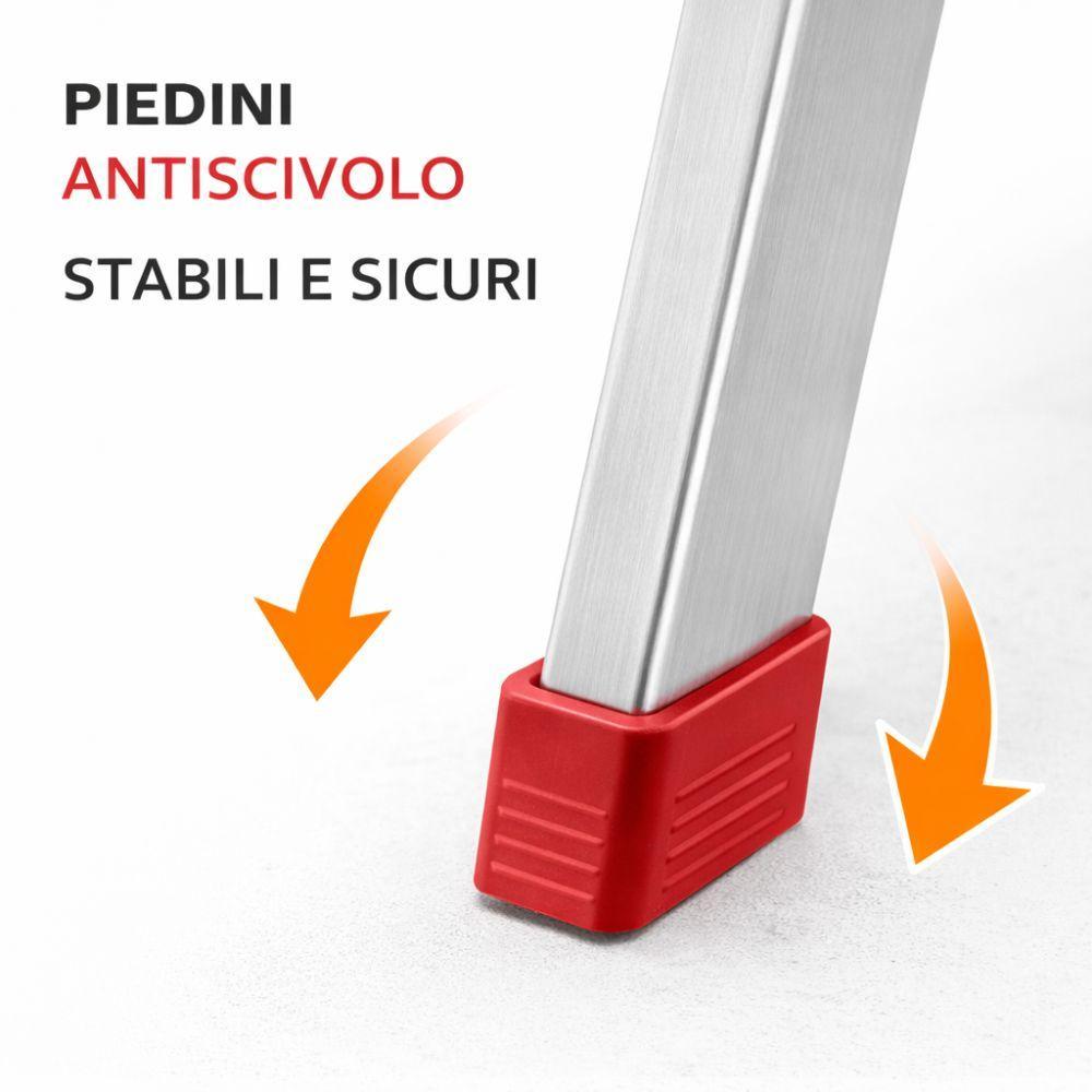  scala in alluminio 5 gradini con pianetto in acciaio, piedini antiscivolo e blocco di sicurezza - foto 4