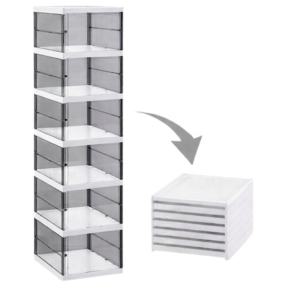  scarpiera a 6 ripiani richiudibile salvaspazio 105x25.5x34.5cm - foto 4